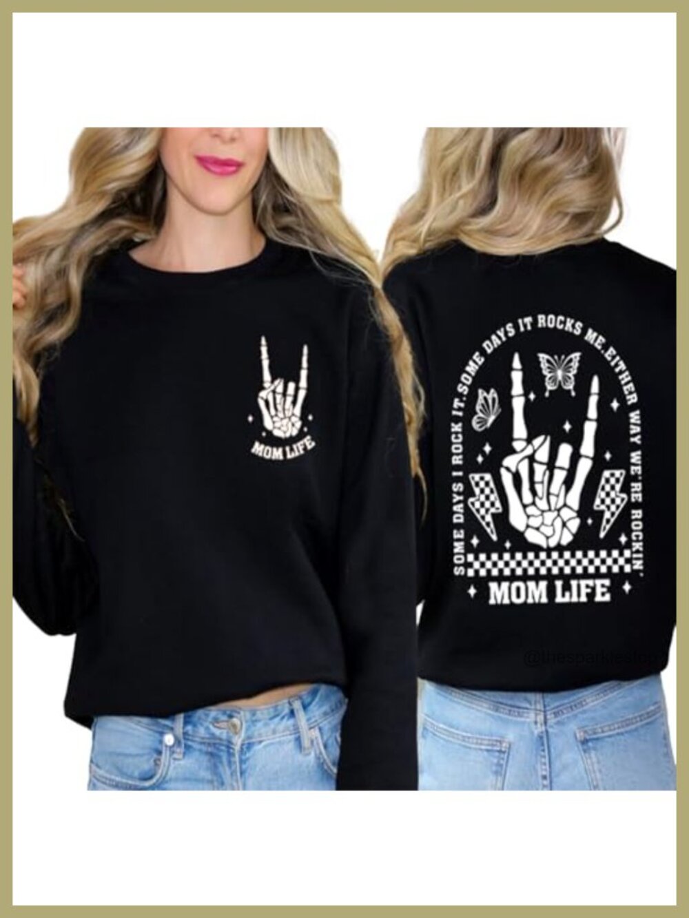Womens Mama Halloween Skeleton Graphic Sweatshirt Rocker Pullover
